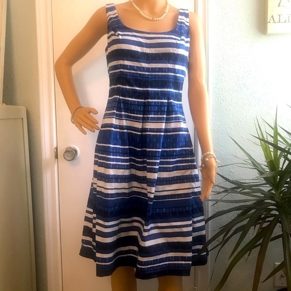 💙 Nine West Women’s Blue Striped Dress - Picture 1 of 7